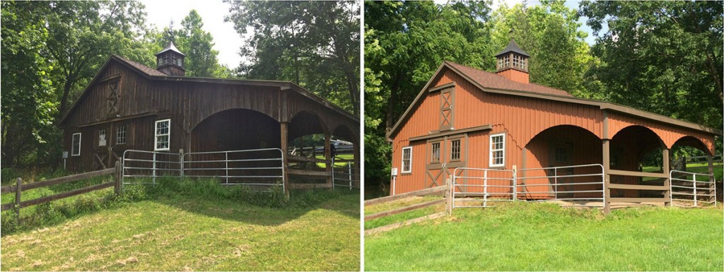 Exterior Painting of barn before and after
