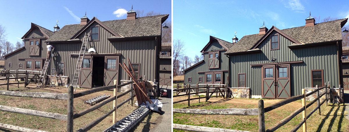 Exterior painting before and after Bedminster NJ