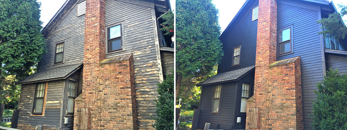 Exterior painting before and after black house