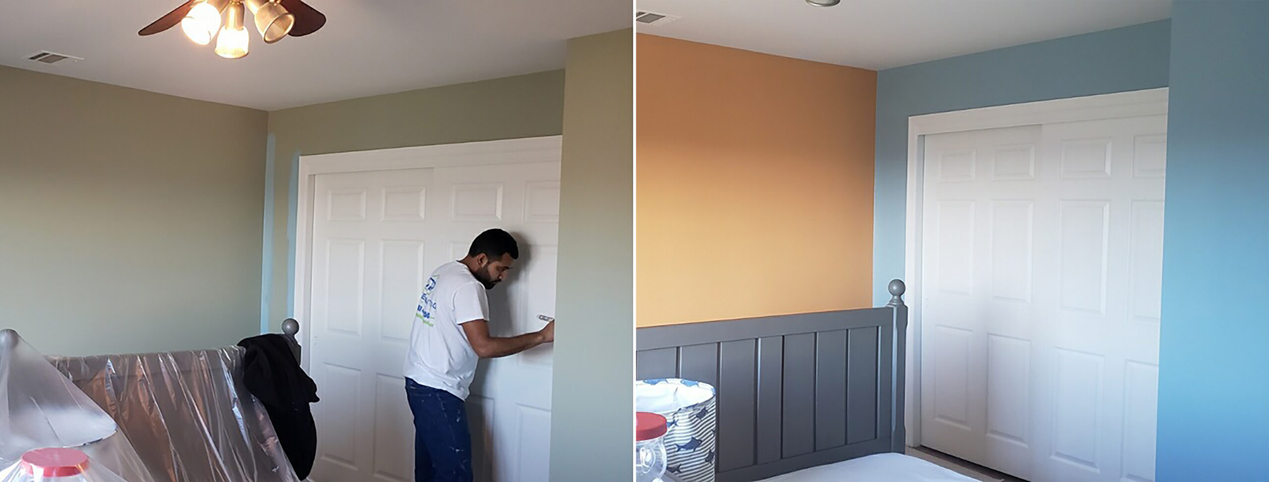 Interior Bedroom Painting Before and after