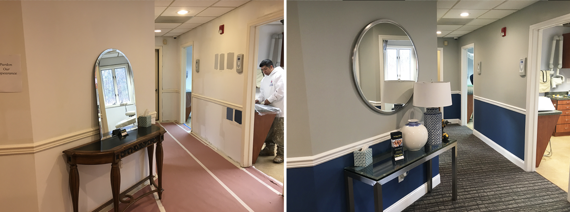 Commercial painting before and after dentist office