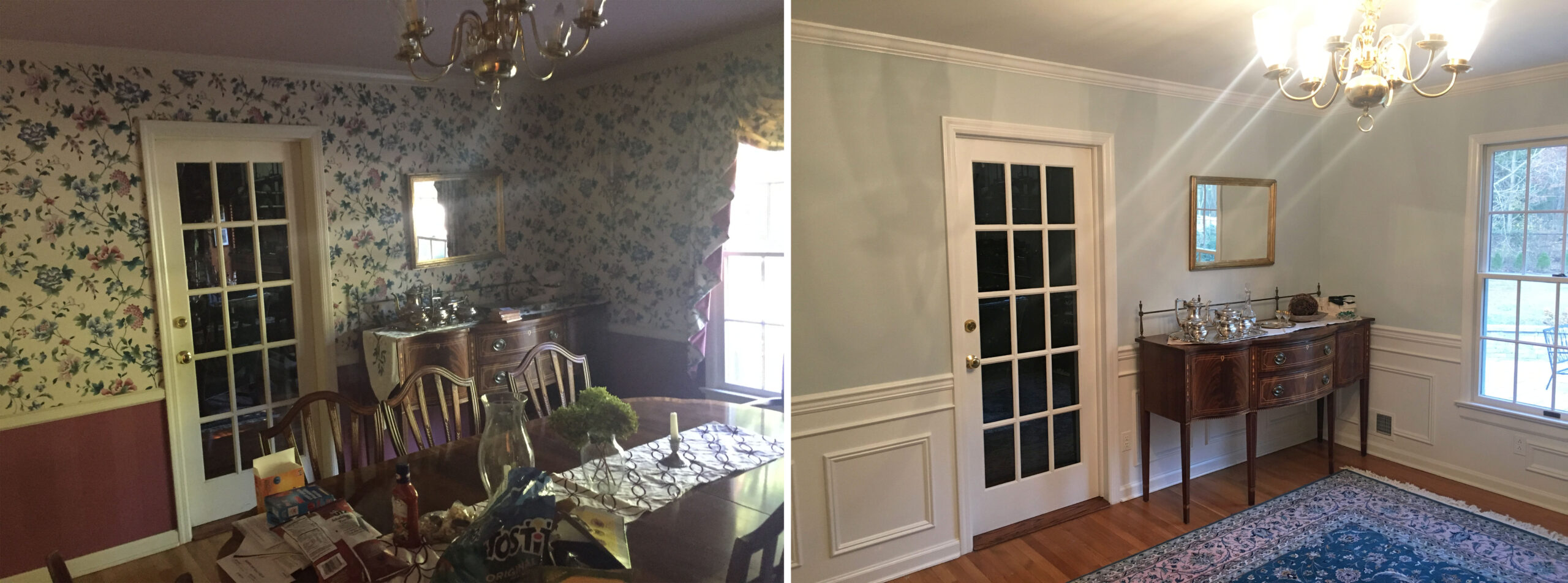 Interior Dining Room Painting Before and after