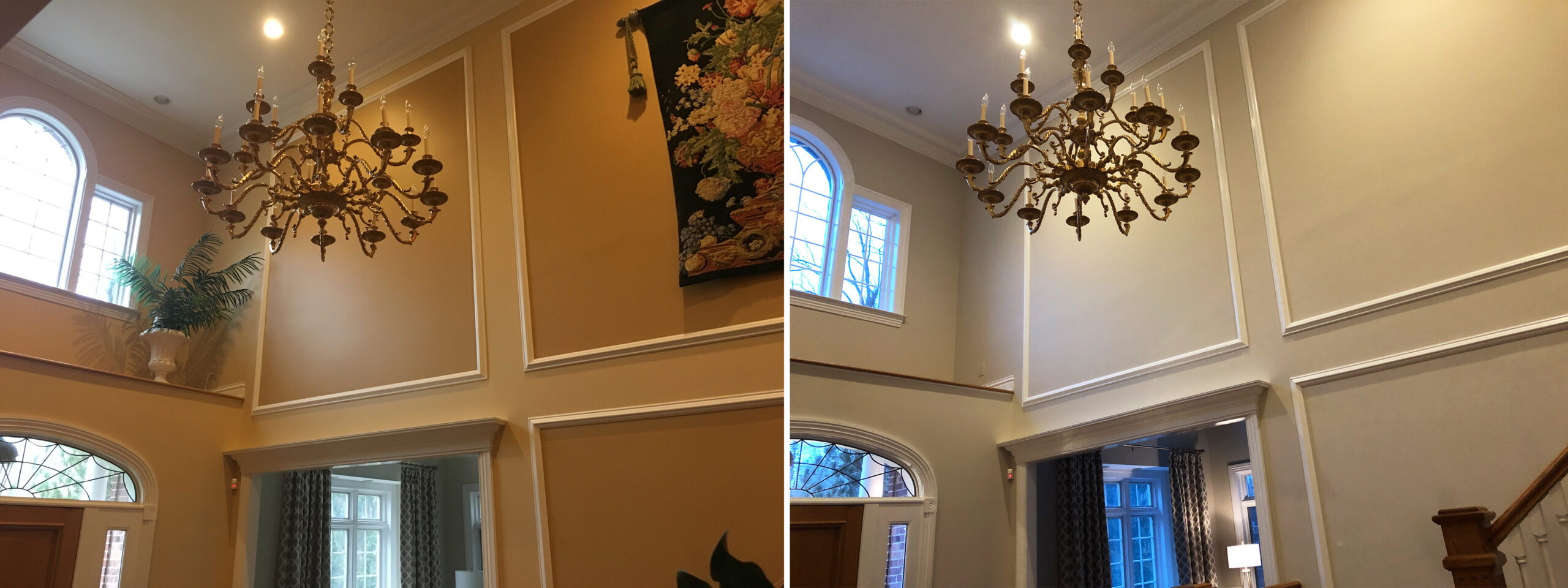 Interior Foyer Painting Before and After