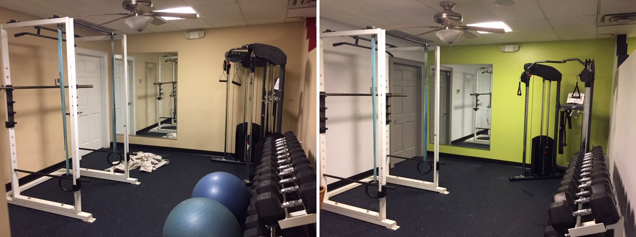 Gym painting before and after