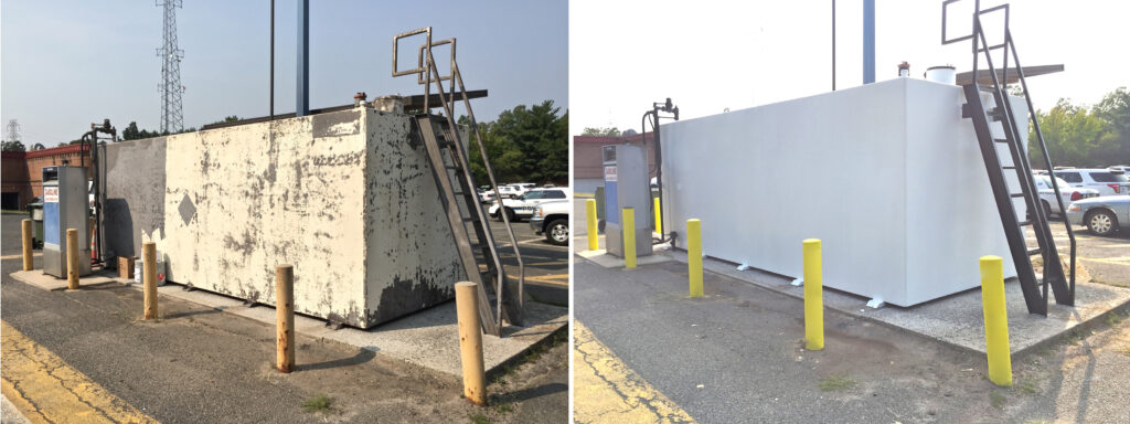 Tank painting before and after