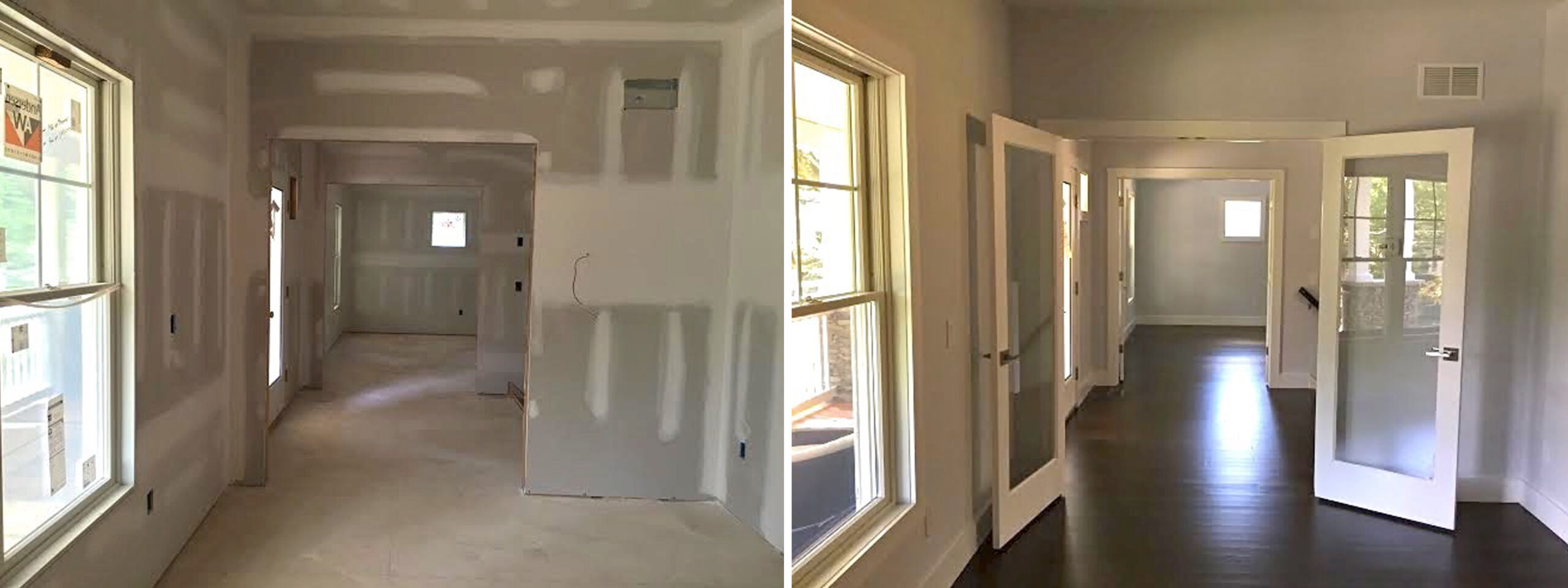 Interior Hallway painting before and after