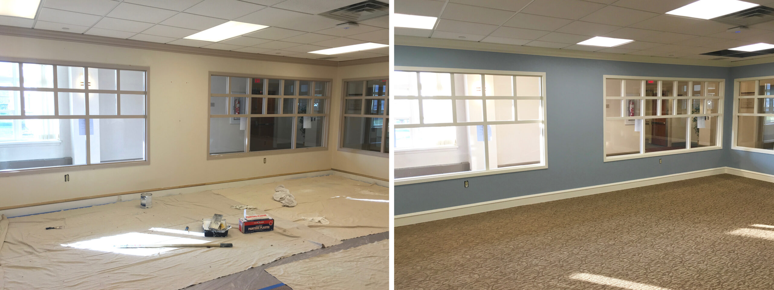 Commercial painting before and after