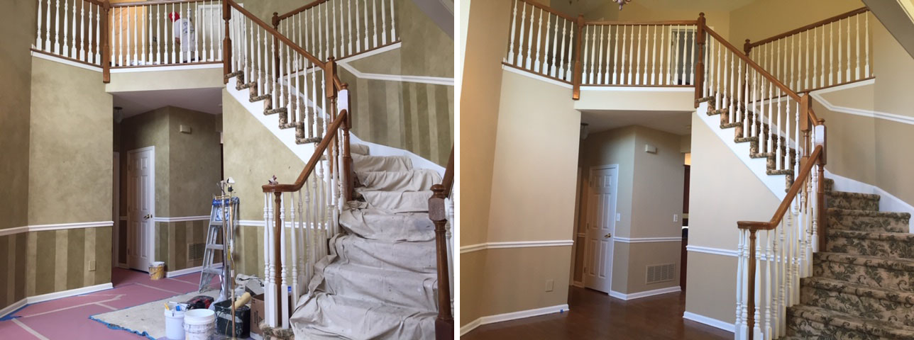 Interior Foyer Painting Before and After
