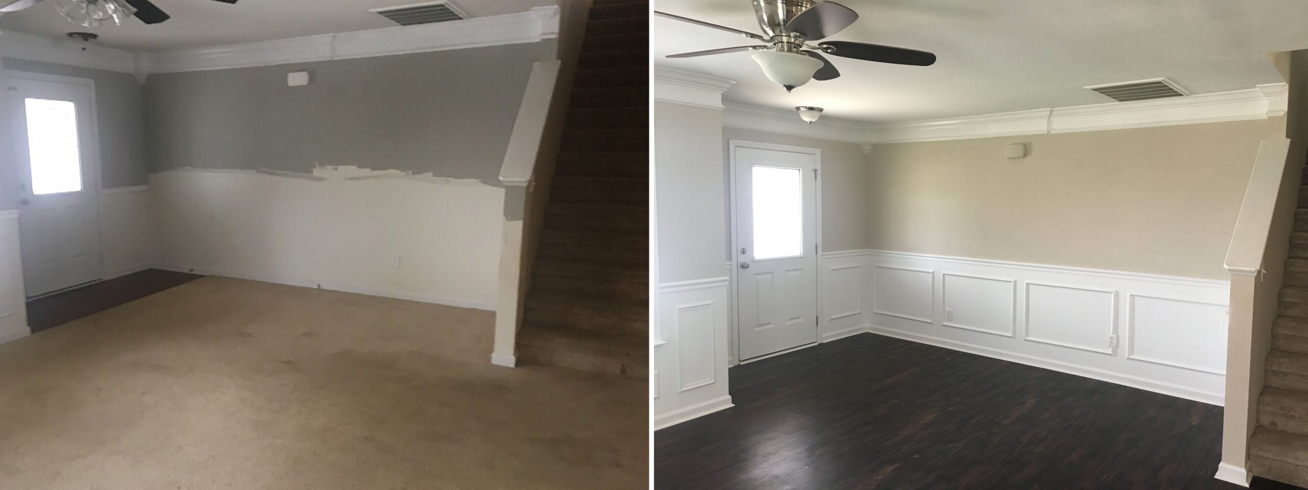 Interior Painting Before and after Living Room