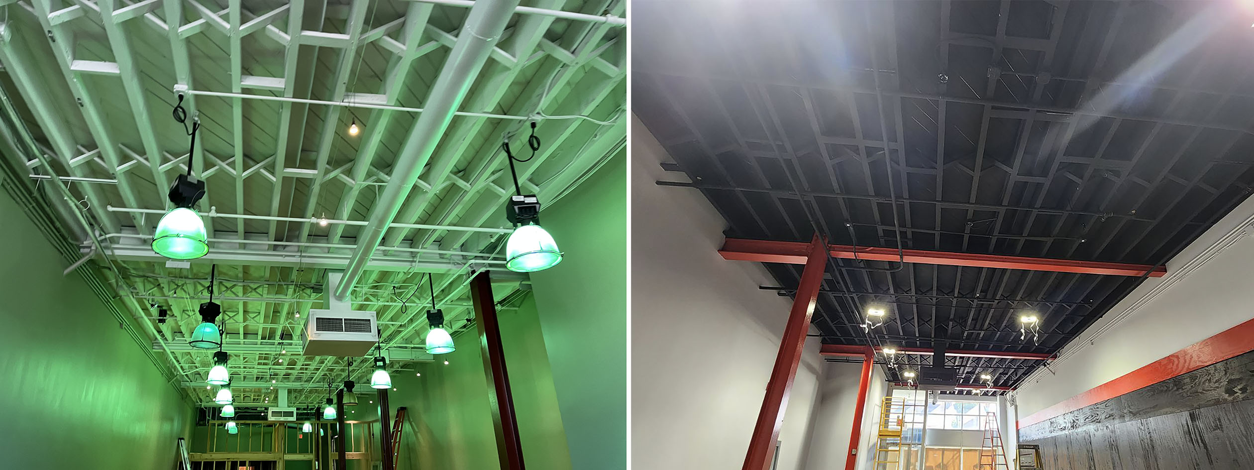 Commercial Painting Gym Ceiling before and After