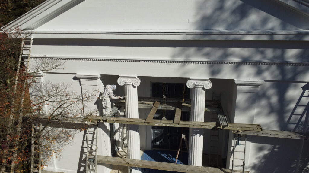 Commercial Painters NJ Priming Church Columns